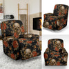 Skeleton Sugar Skull Girly Floral Rose Pattern Print Recliner Cover-grizzshop