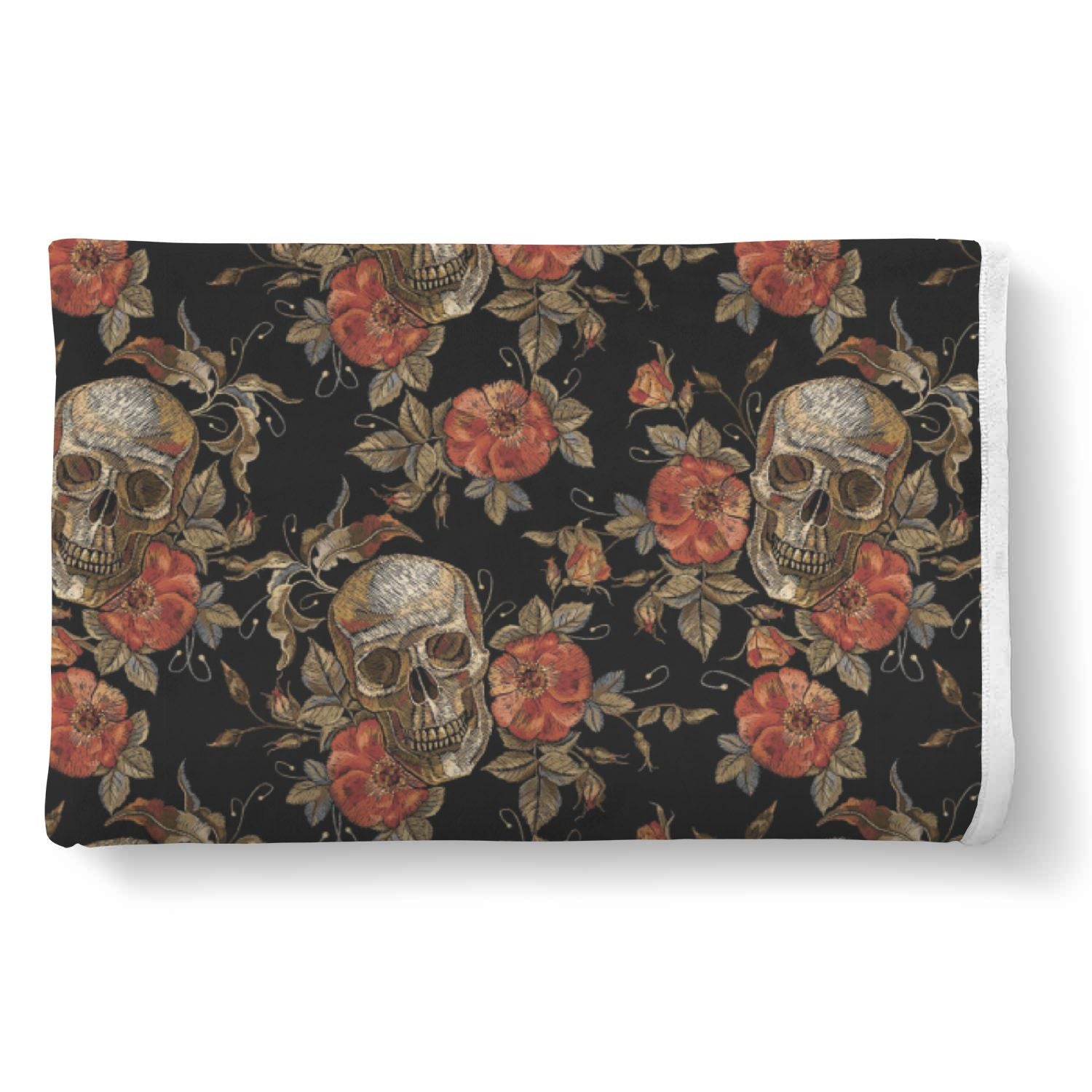 Skeleton Sugar Skull Girly Floral Rose Pattern Print Throw Blanket-grizzshop
