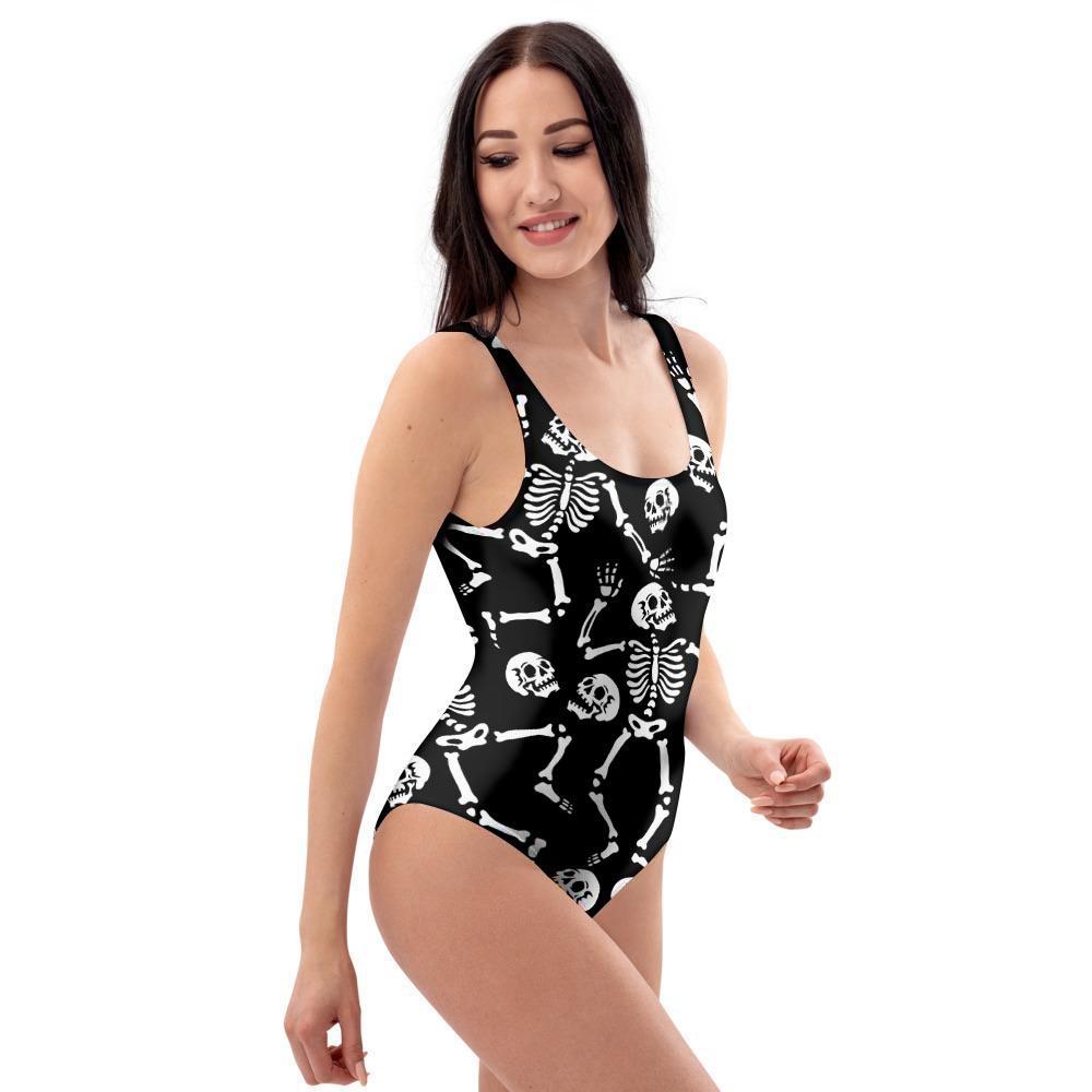 Skeleton Dancing Halloween One Piece Swimsuite-grizzshop