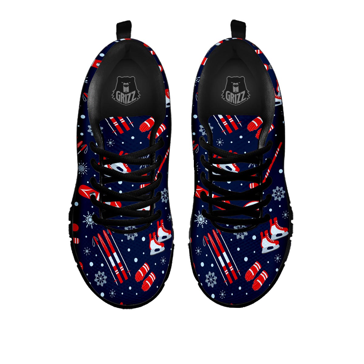 Skiing Equipment Print Pattern Black Sneaker-grizzshop