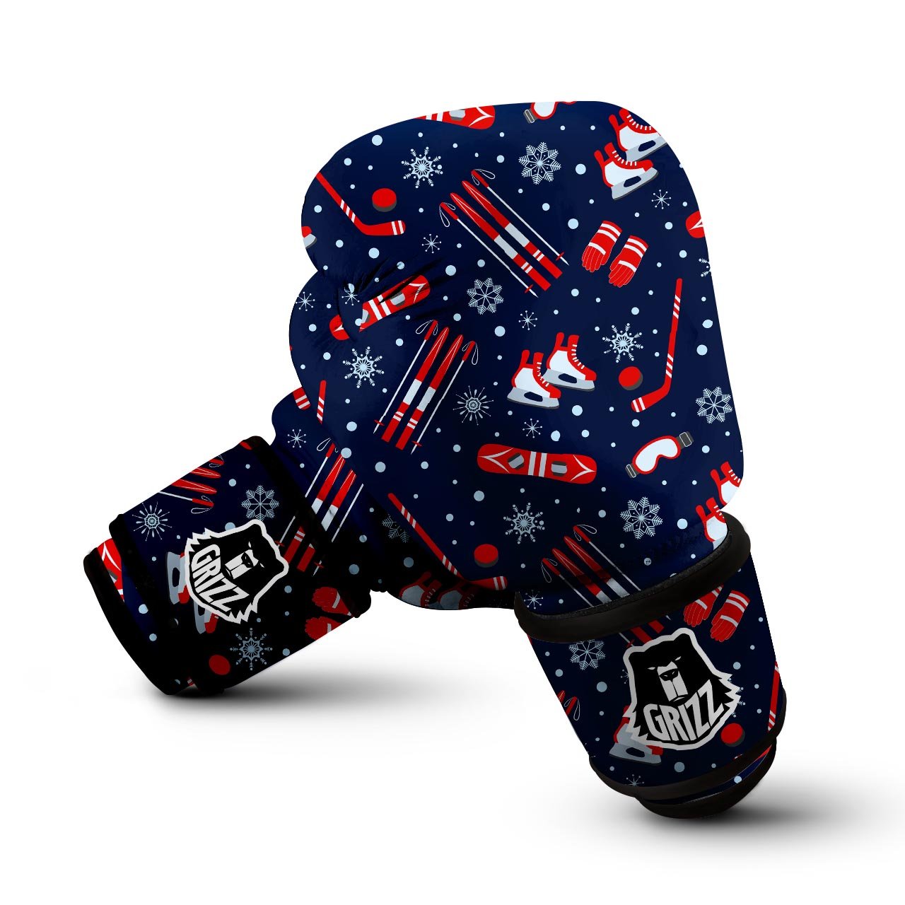 Skiing Equipment Print Pattern Boxing Gloves-grizzshop