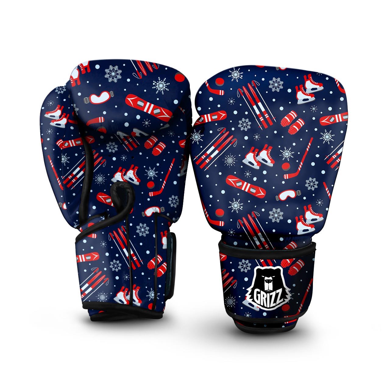 Skiing Equipment Print Pattern Boxing Gloves-grizzshop
