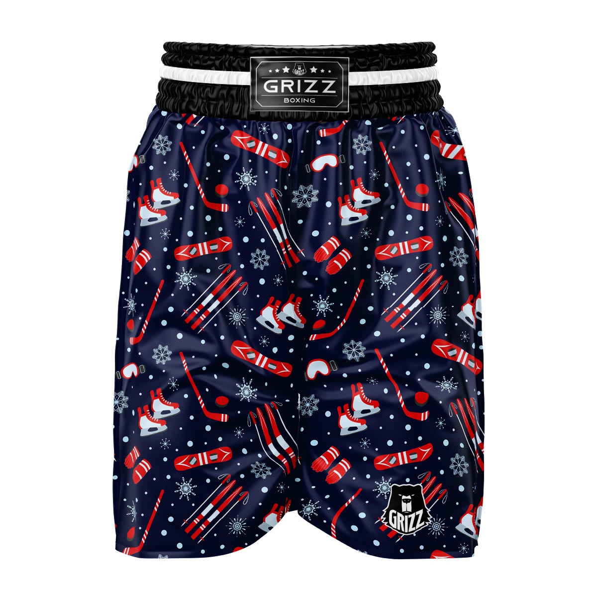 Skiing Equipment Print Pattern Boxing Shorts-grizzshop
