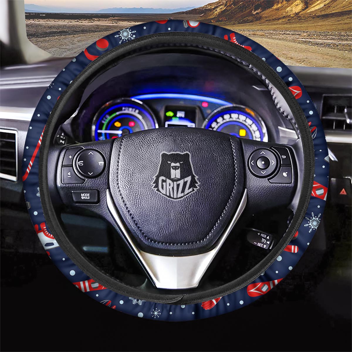 Skiing Equipment Print Pattern Car Steering Wheel Cover-grizzshop