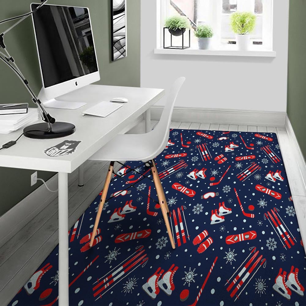 Skiing Equipment Print Pattern Floor Mat-grizzshop