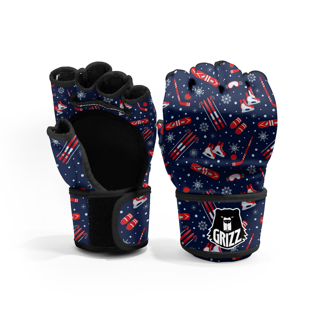 Skiing Equipment Print Pattern MMA Gloves-grizzshop
