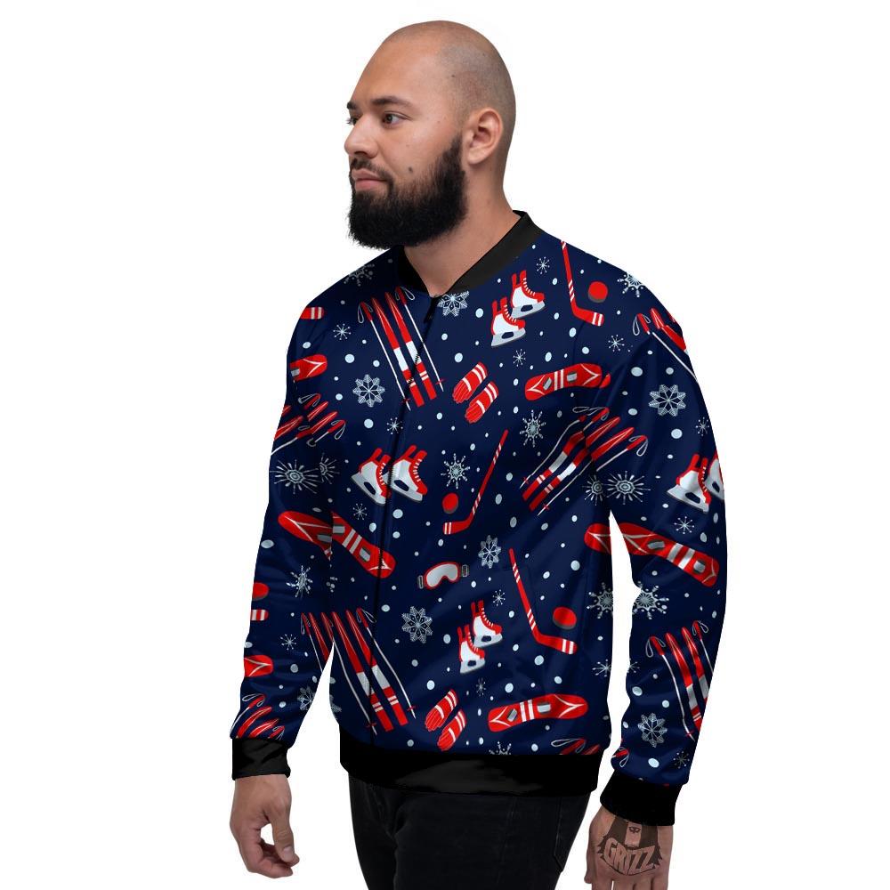 Skiing Equipment Print Pattern Men's Bomber Jacket-grizzshop