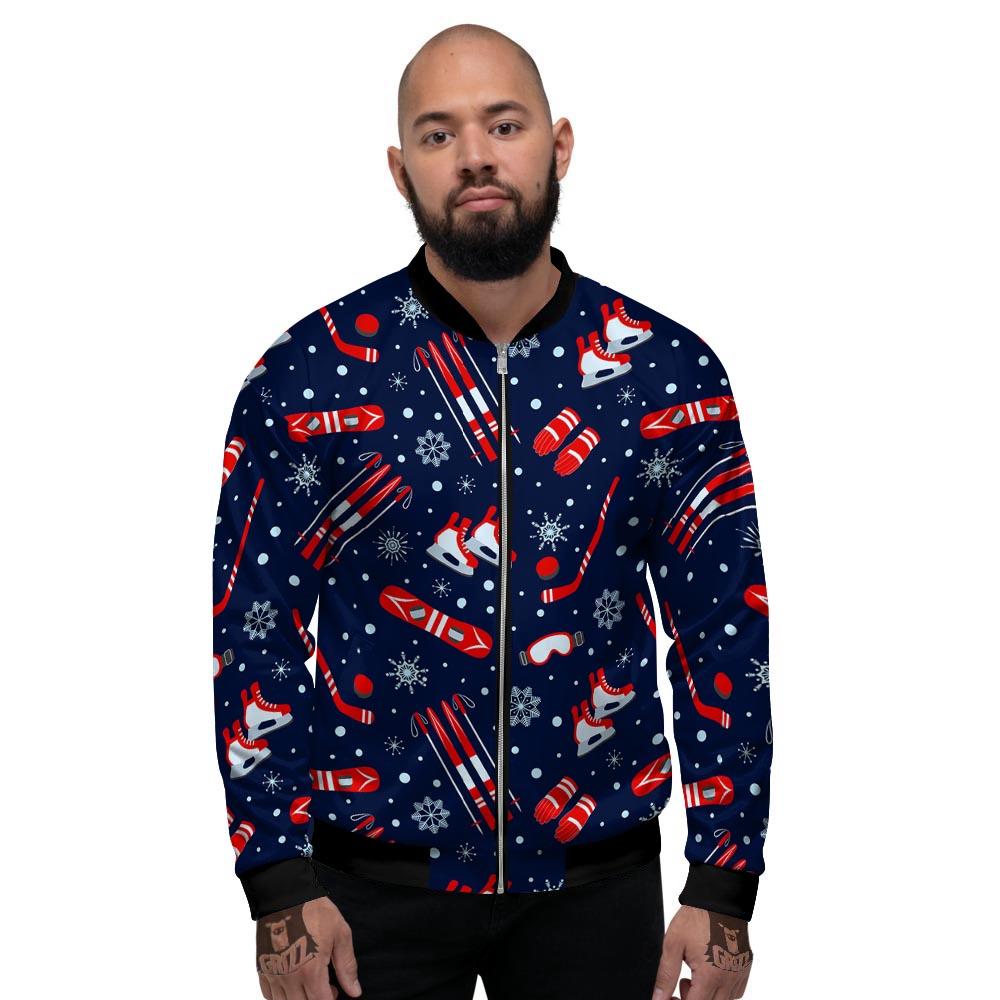 Skiing Equipment Print Pattern Men's Bomber Jacket-grizzshop