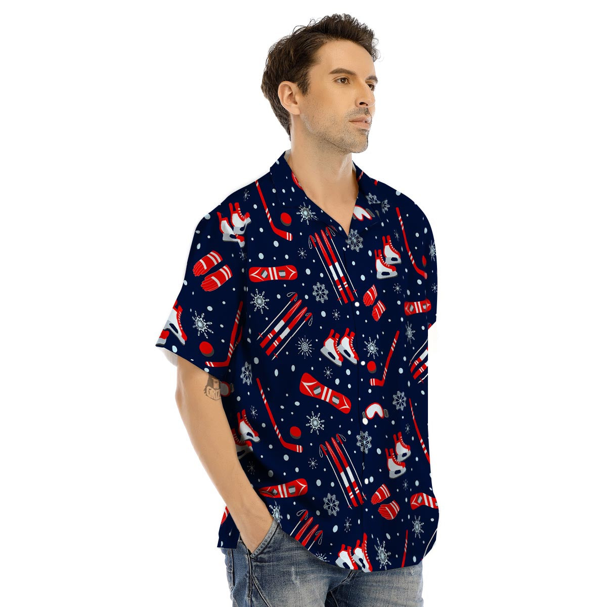 Skiing Equipment Print Pattern Men's Hawaiian Shirt-grizzshop