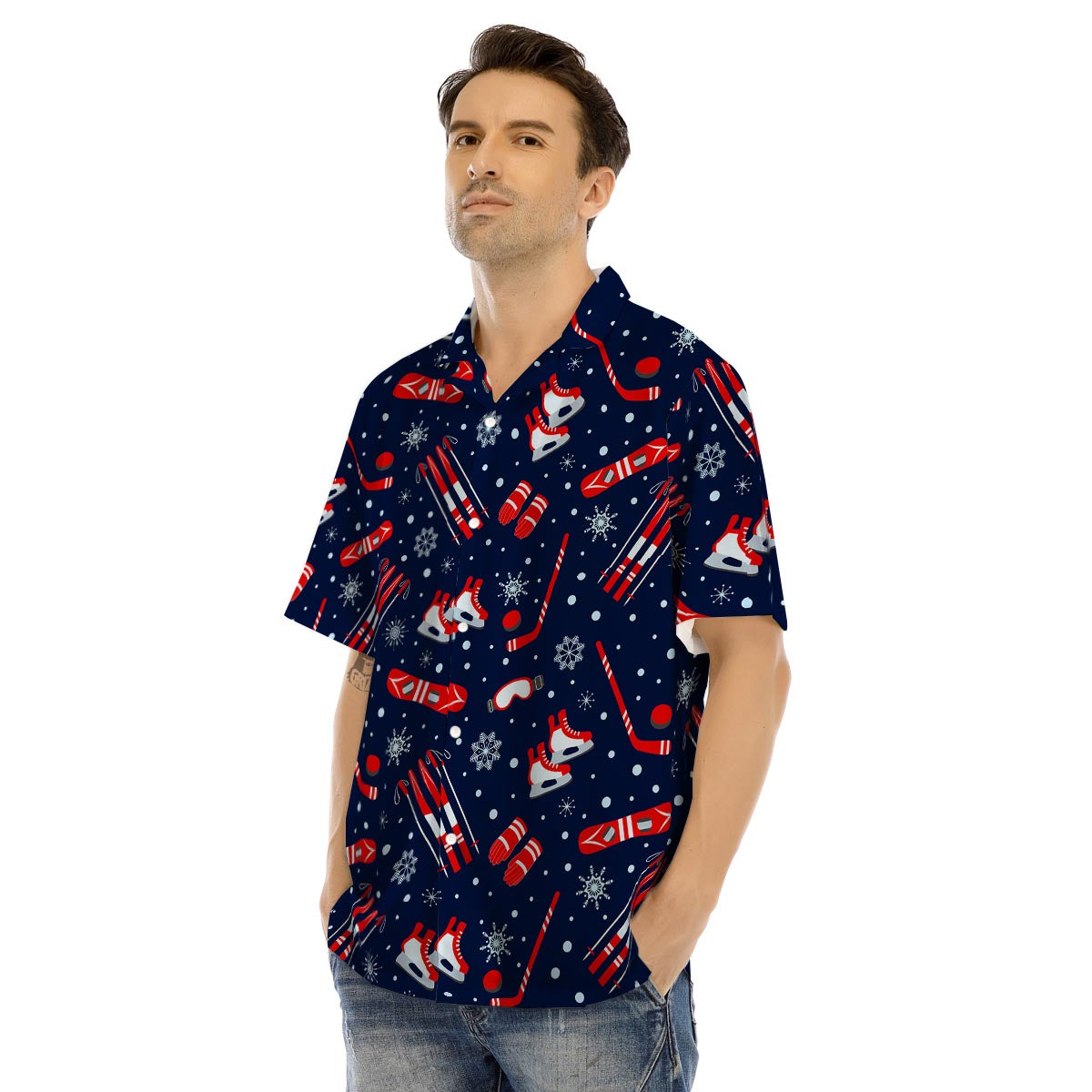 Skiing Equipment Print Pattern Men's Hawaiian Shirt-grizzshop