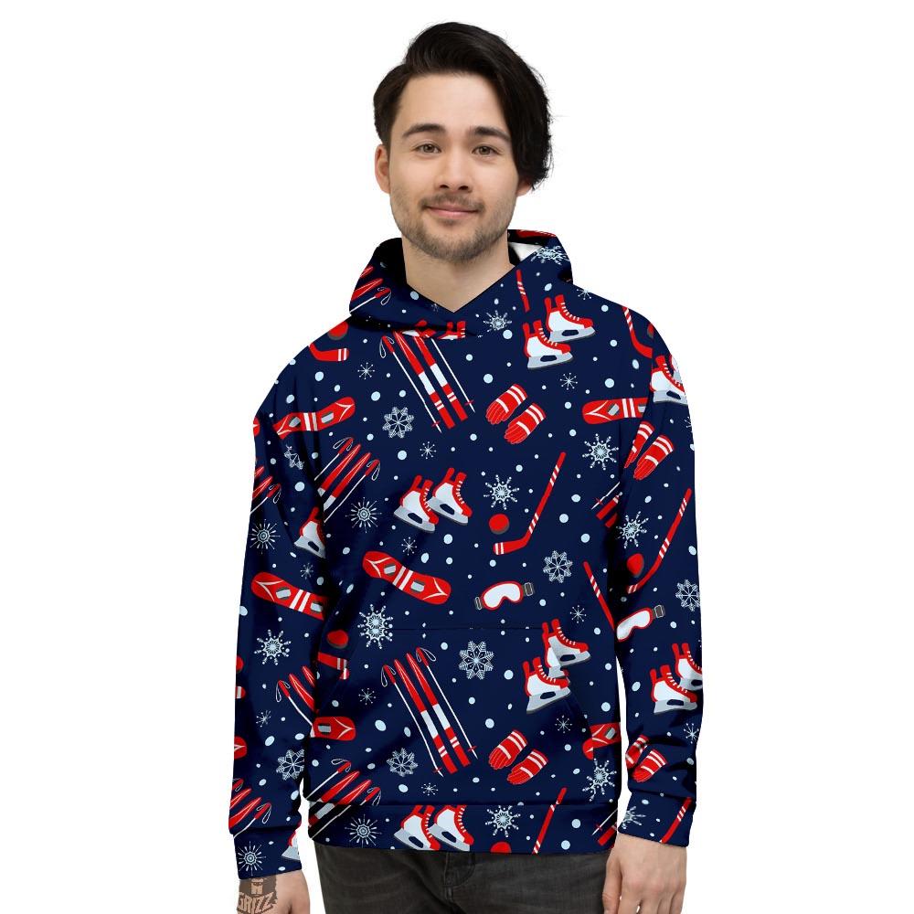 Skiing Equipment Print Pattern Men's Hoodie-grizzshop