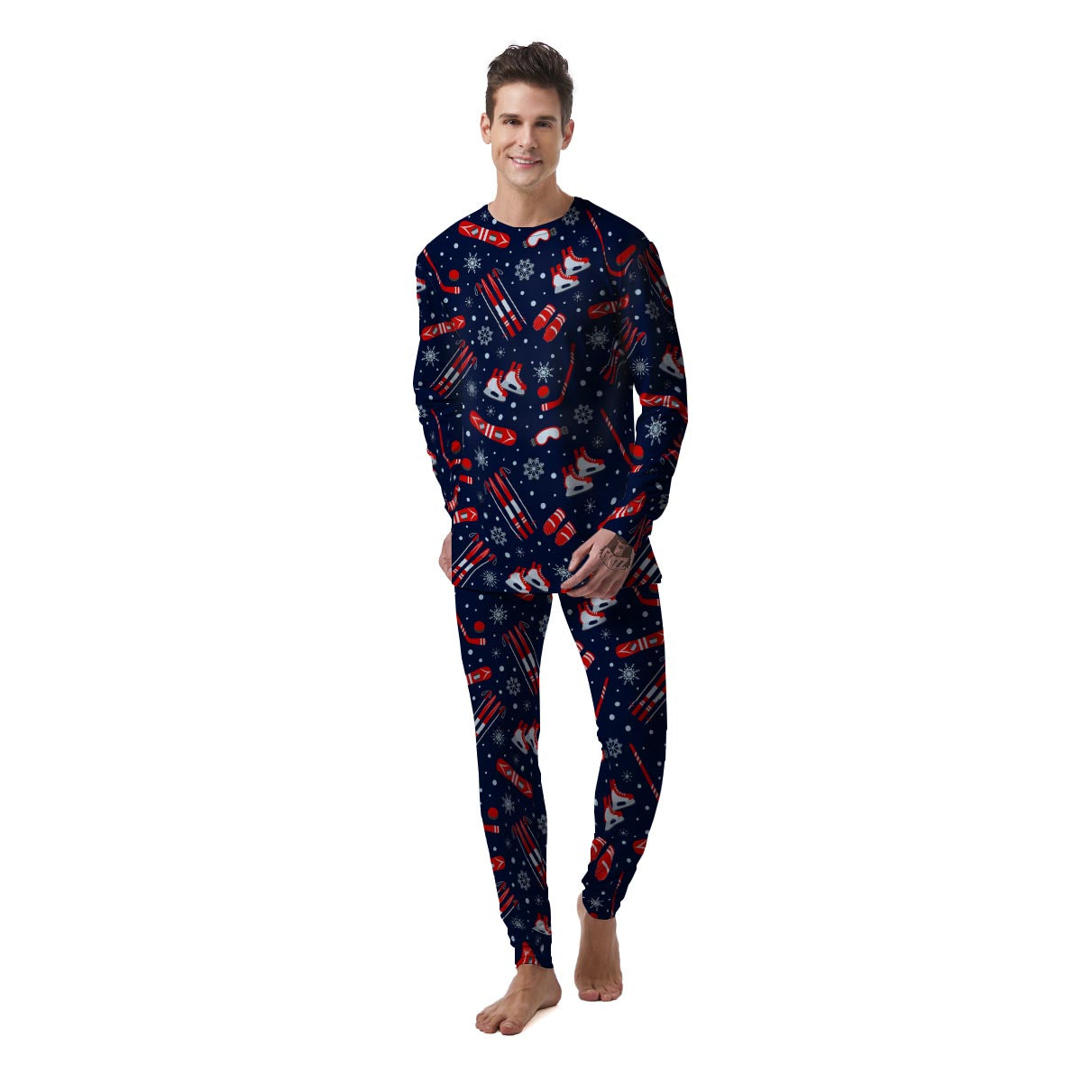 Skiing Equipment Print Pattern Men's Pajamas-grizzshop