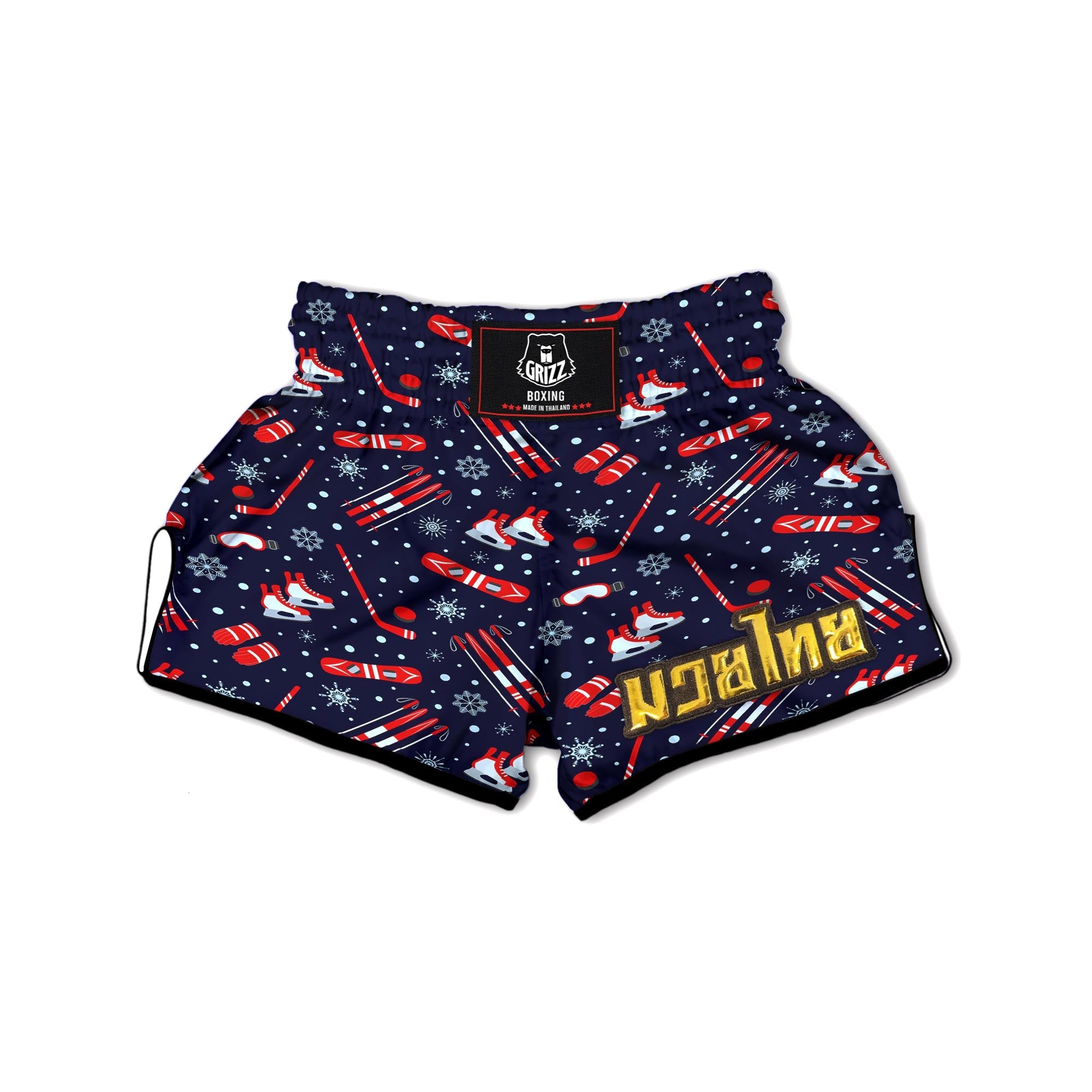 Skiing Equipment Print Pattern Muay Thai Boxing Shorts-grizzshop