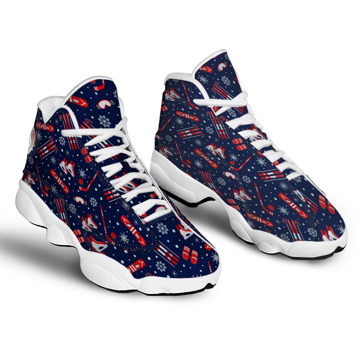 Skiing Equipment Print Pattern White Basketball Shoes-grizzshop