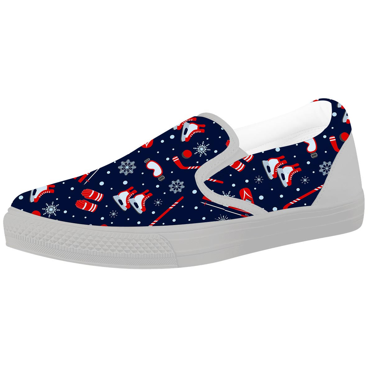 Skiing Equipment Print Pattern White Slip On Shoes-grizzshop