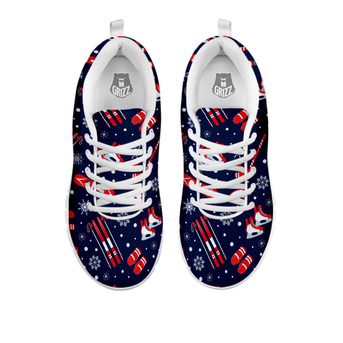 Skiing Equipment Print Pattern White Sneaker-grizzshop