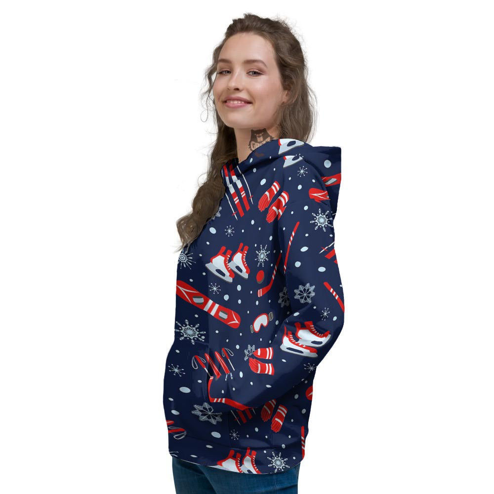Skiing Equipment Print Pattern Women's Hoodie-grizzshop