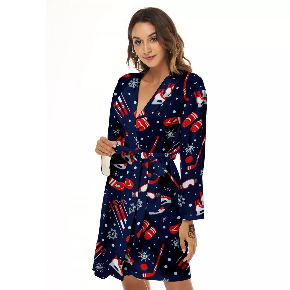 Skiing Equipment Print Pattern Women's Robe-grizzshop