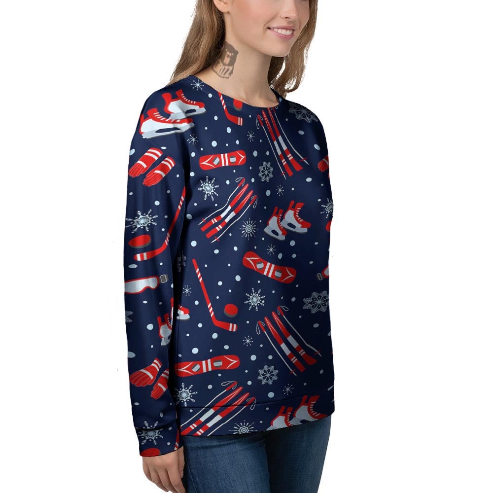 Skiing Equipment Print Pattern Women's Sweatshirt-grizzshop