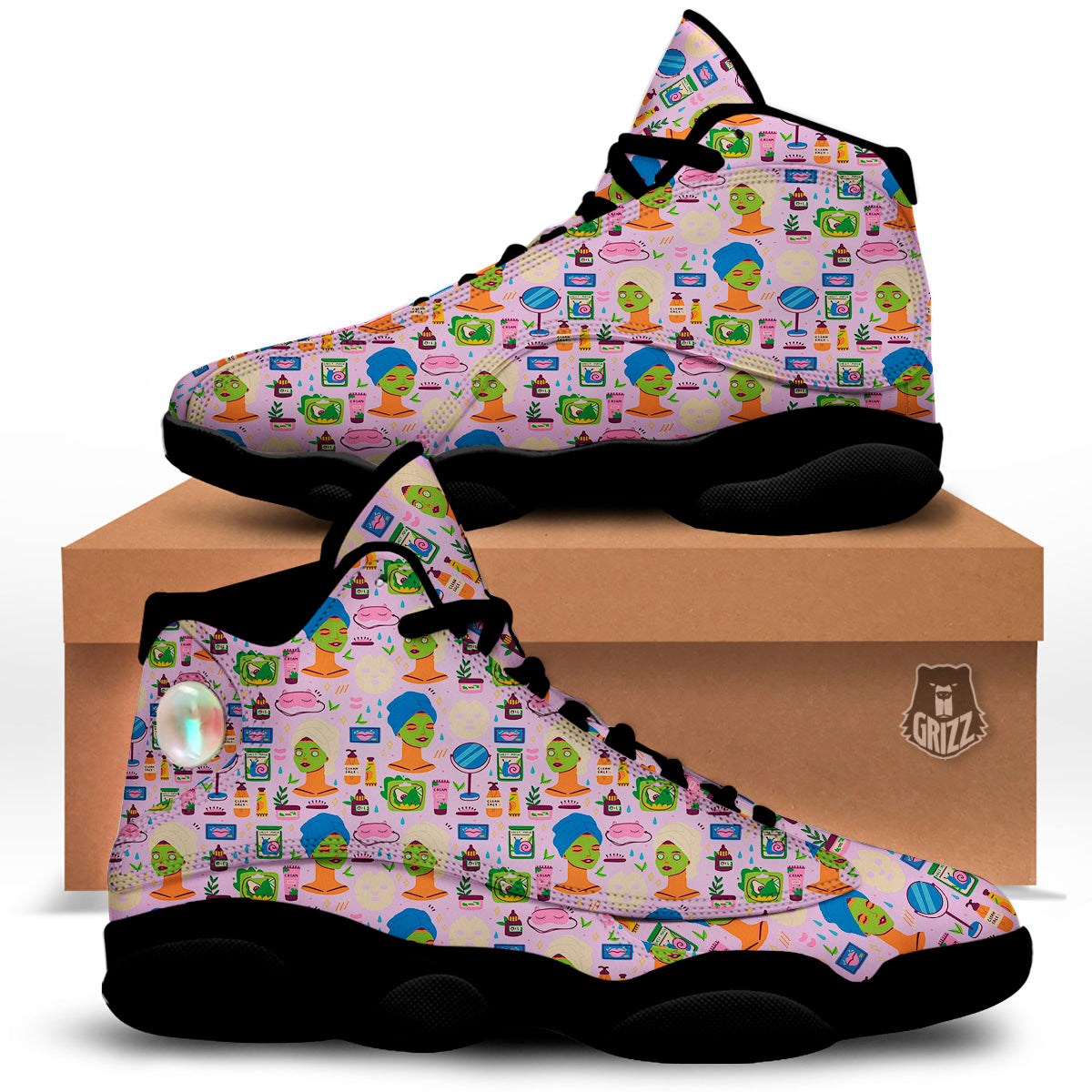 Skin Care And Face Care Print Pattern Black Basketball Shoes-grizzshop