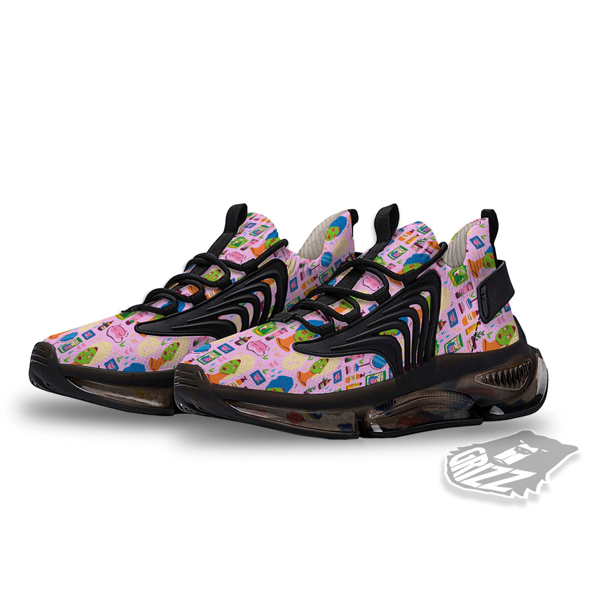 Skin Care And Face Care Print Pattern Black Gym Shoes-grizzshop