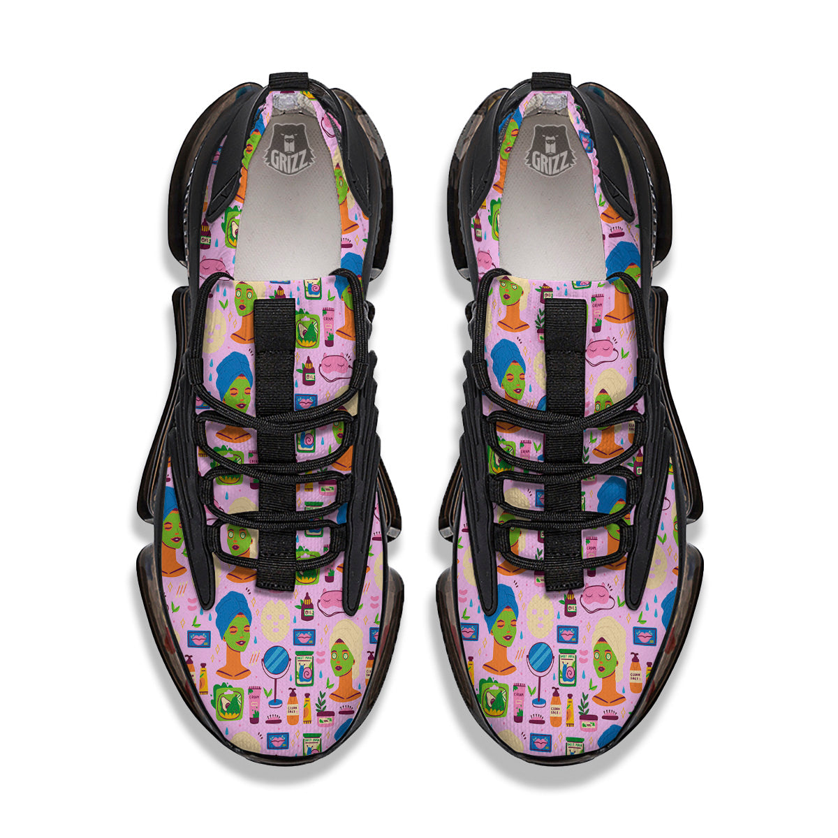 Skin Care And Face Care Print Pattern Black Gym Shoes-grizzshop