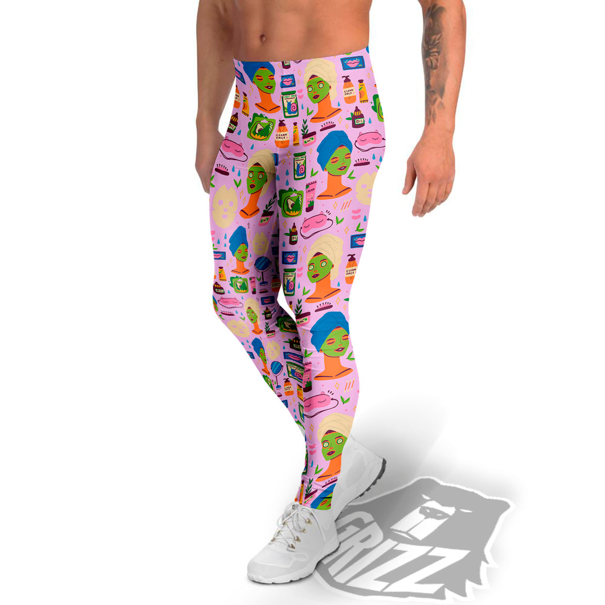 Skin Care And Face Care Print Pattern Men's Leggings-grizzshop