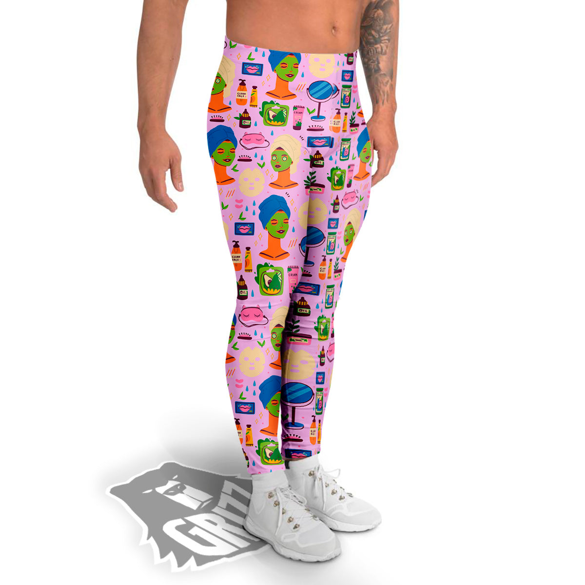 Skin Care And Face Care Print Pattern Men's Leggings-grizzshop