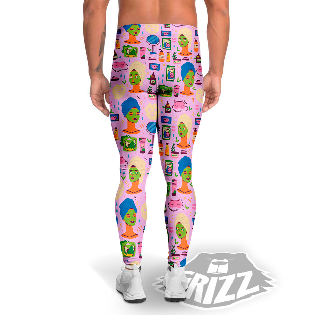 Skin Care And Face Care Print Pattern Men's Leggings-grizzshop