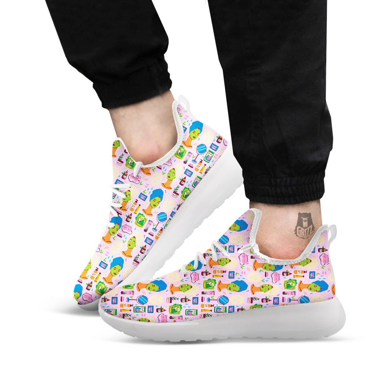 Skin Care And Face Care Print Pattern White Athletic Shoes-grizzshop