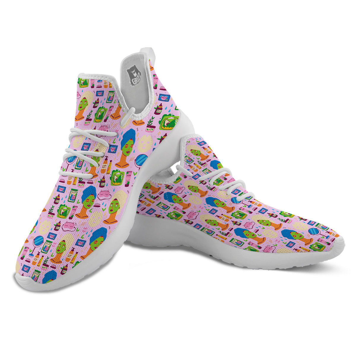 Skin Care And Face Care Print Pattern White Athletic Shoes-grizzshop
