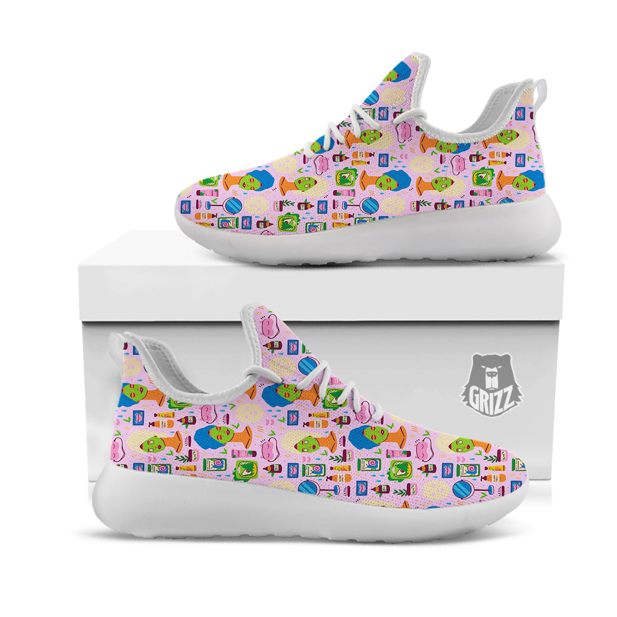 Skin Care And Face Care Print Pattern White Athletic Shoes-grizzshop