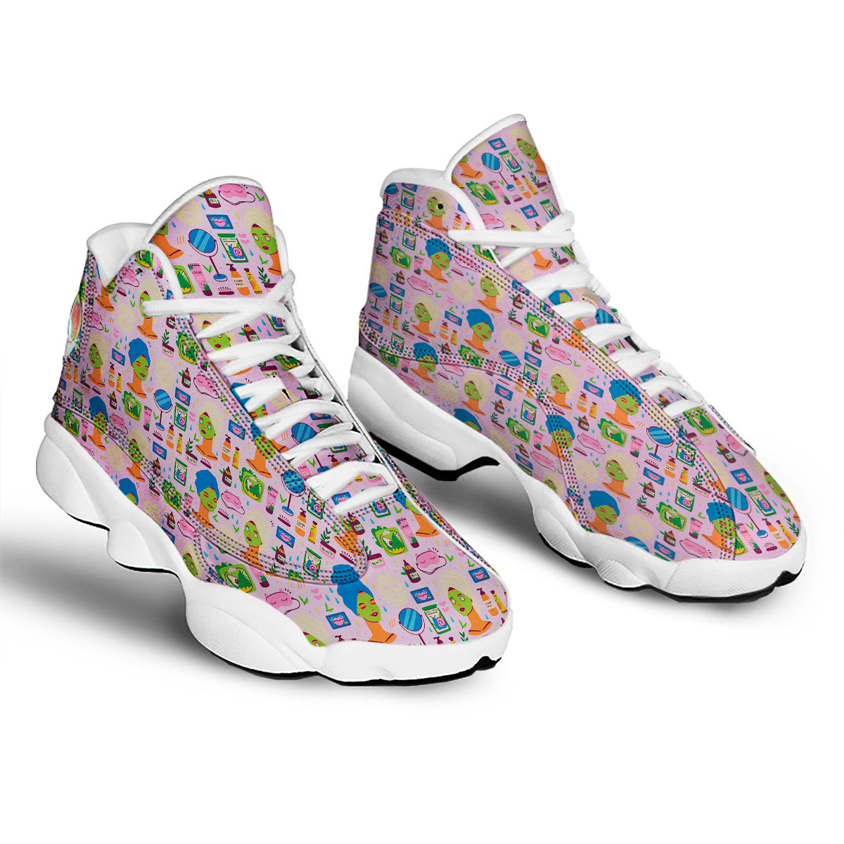 Skin Care And Face Care Print Pattern White Basketball Shoes-grizzshop