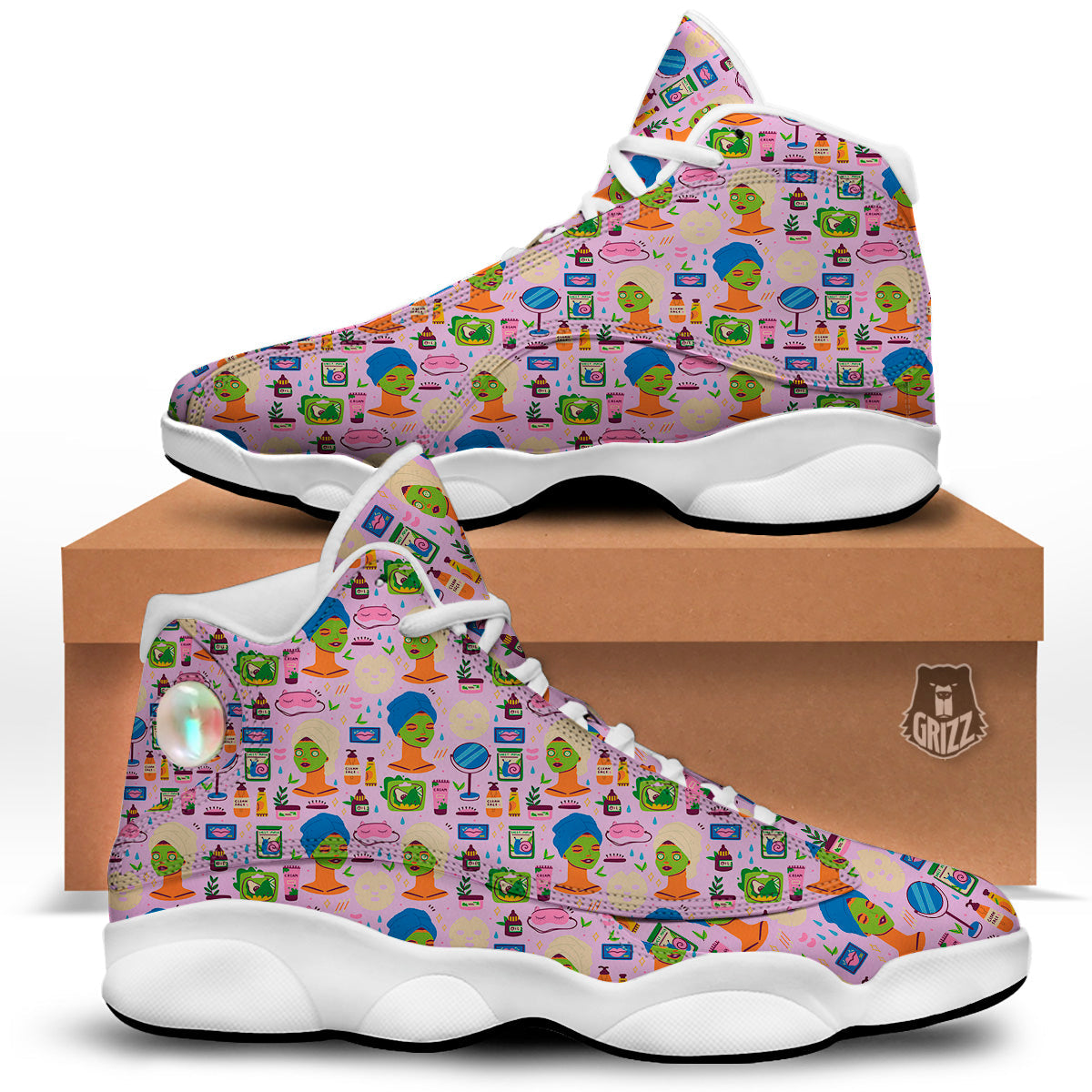 Skin Care And Face Care Print Pattern White Basketball Shoes-grizzshop
