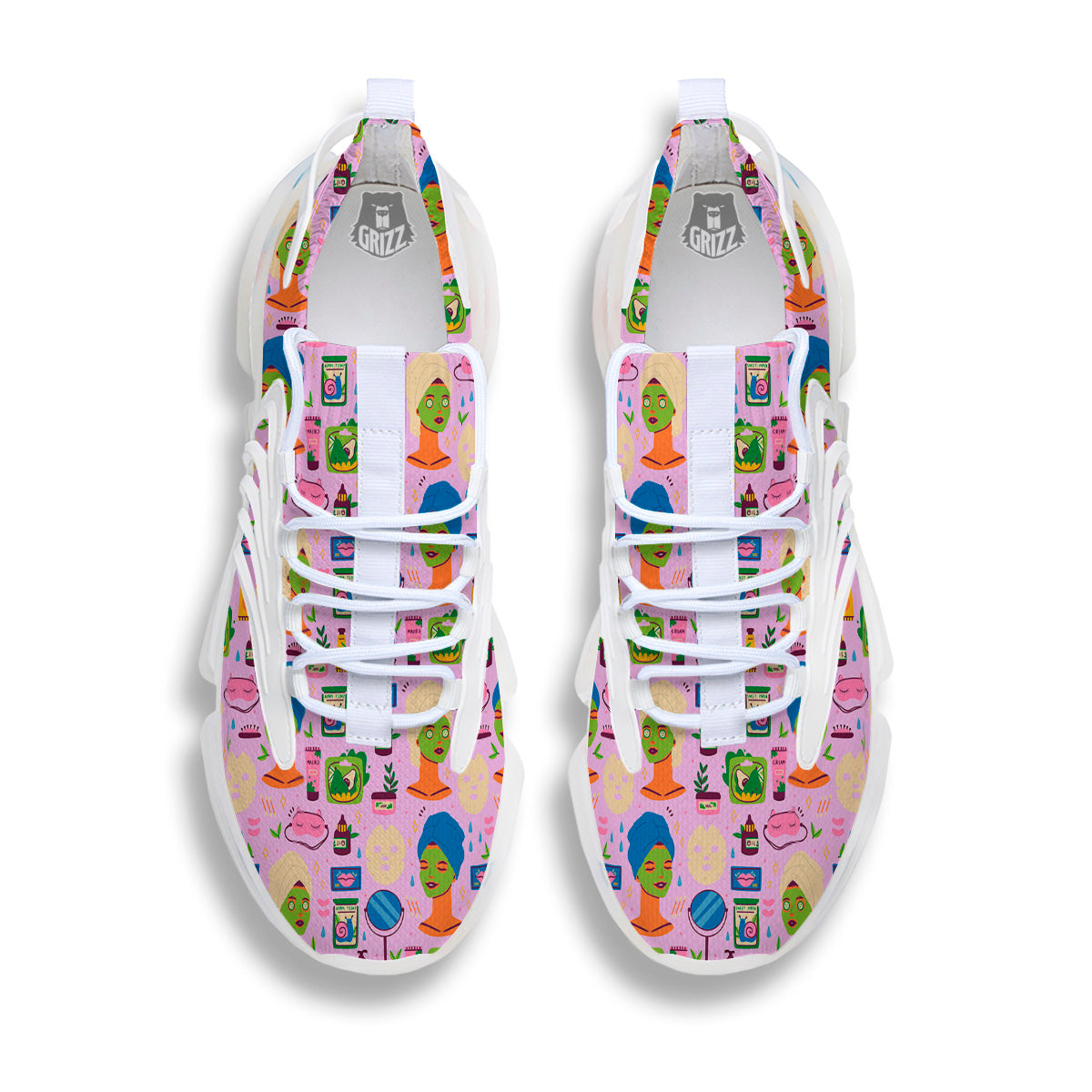 Skin Care And Face Care Print Pattern White Gym Shoes-grizzshop