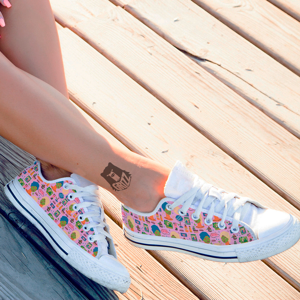 Skin Care And Face Care Print Pattern White Low Top Shoes-grizzshop