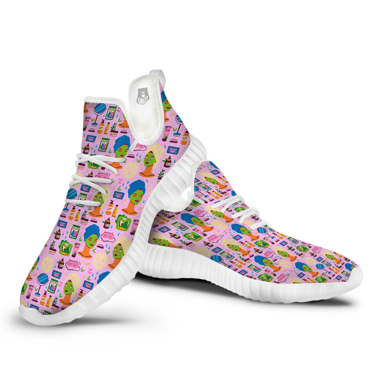 Skin Care And Face Care Print Pattern White Walking Shoes-grizzshop