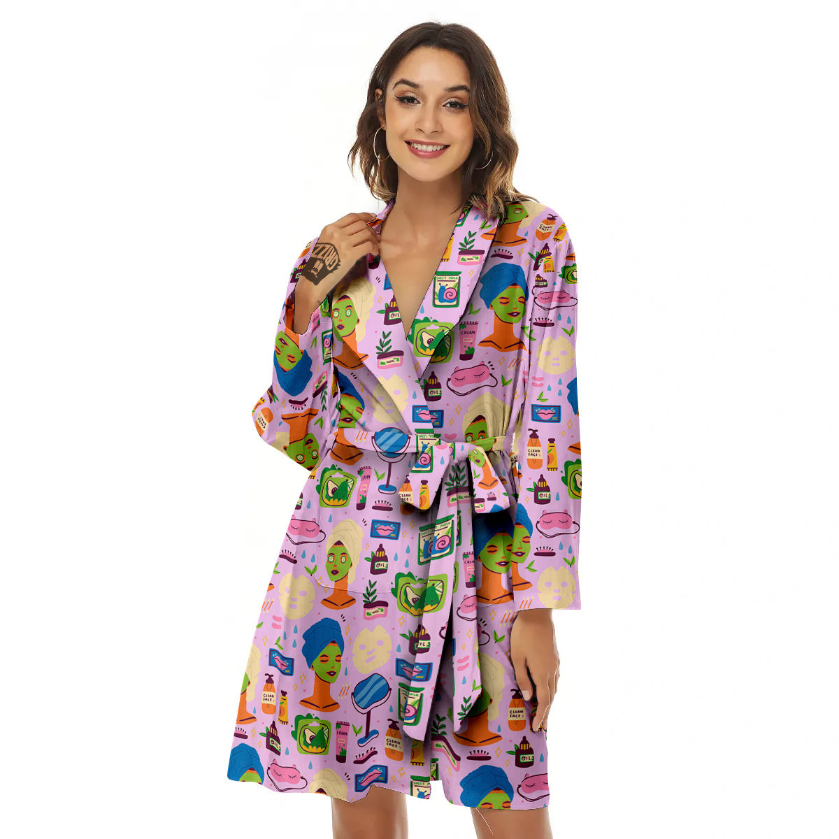 Skin Care And Face Care Print Pattern Women's Robe-grizzshop