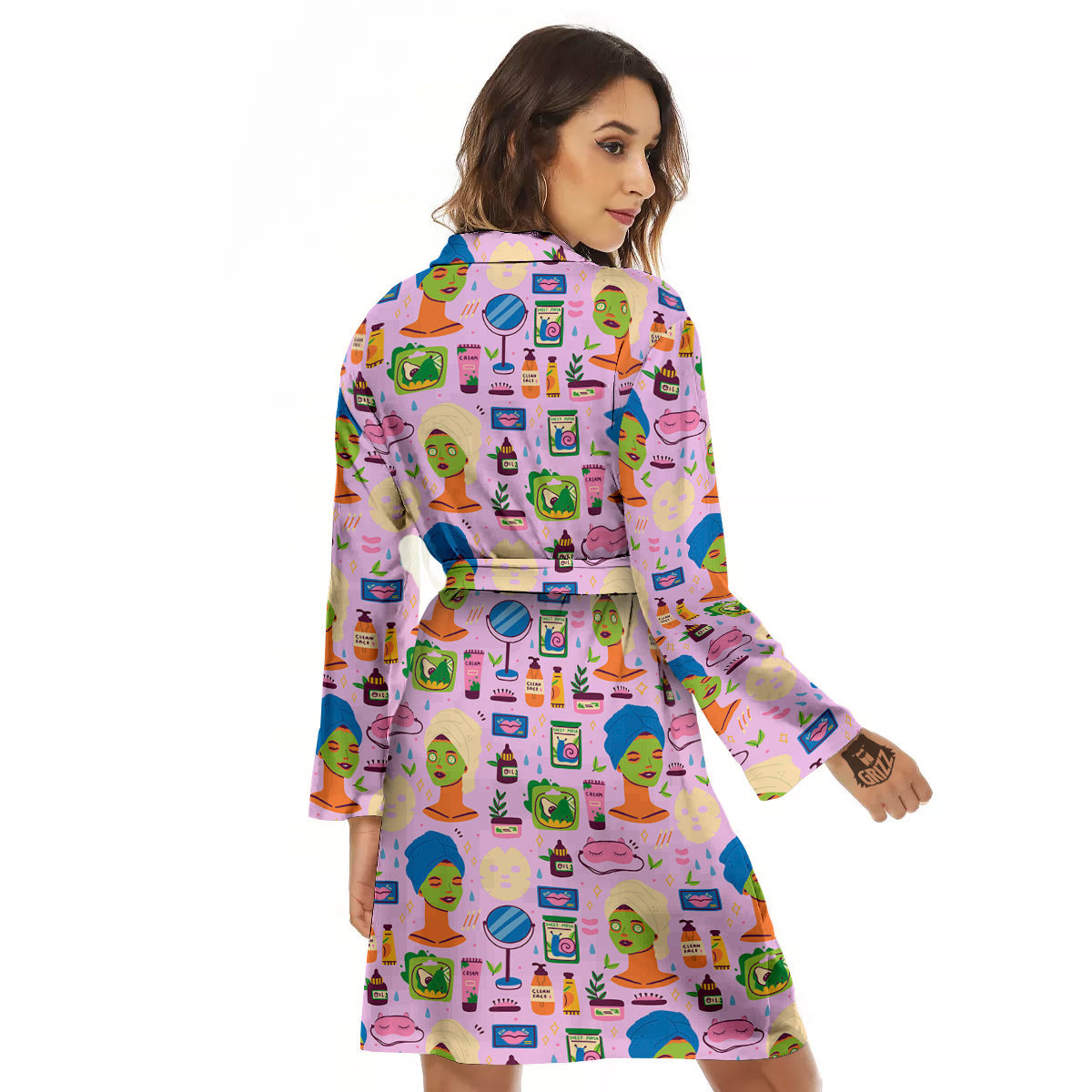 Skin Care And Face Care Print Pattern Women's Robe-grizzshop