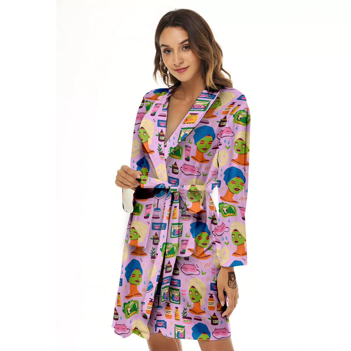Skin Care And Face Care Print Pattern Women's Robe-grizzshop