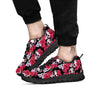 Skull And Rose Print Pattern Black Sneaker-grizzshop