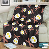 Skull Bacon Egg Pattern Print Blanket-grizzshop