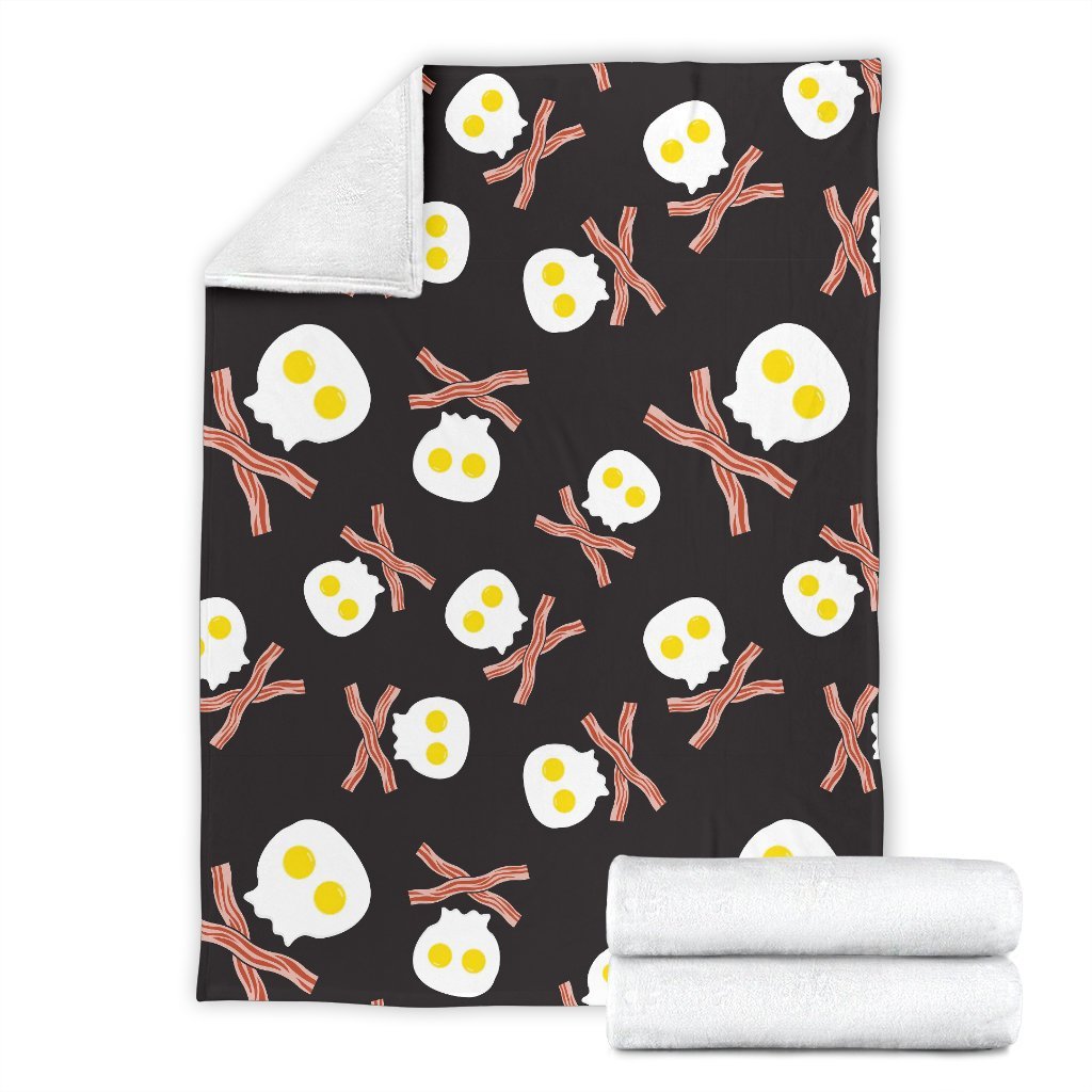 Skull Bacon Egg Pattern Print Blanket-grizzshop