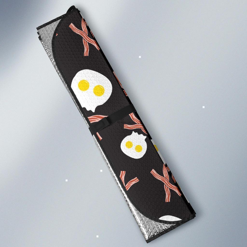Skull Bacon Egg Pattern Print Car Sun Shade-grizzshop