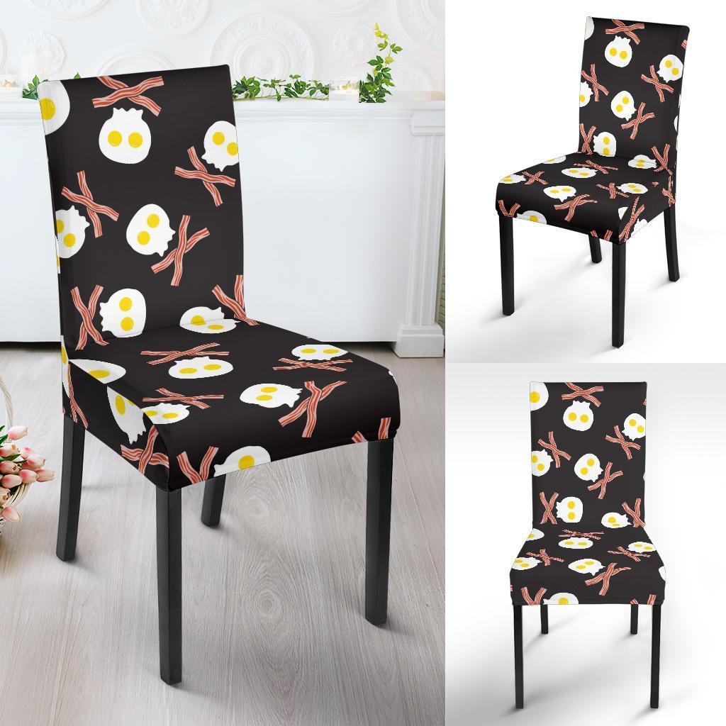 Skull Bacon Egg Pattern Print Chair Cover-grizzshop