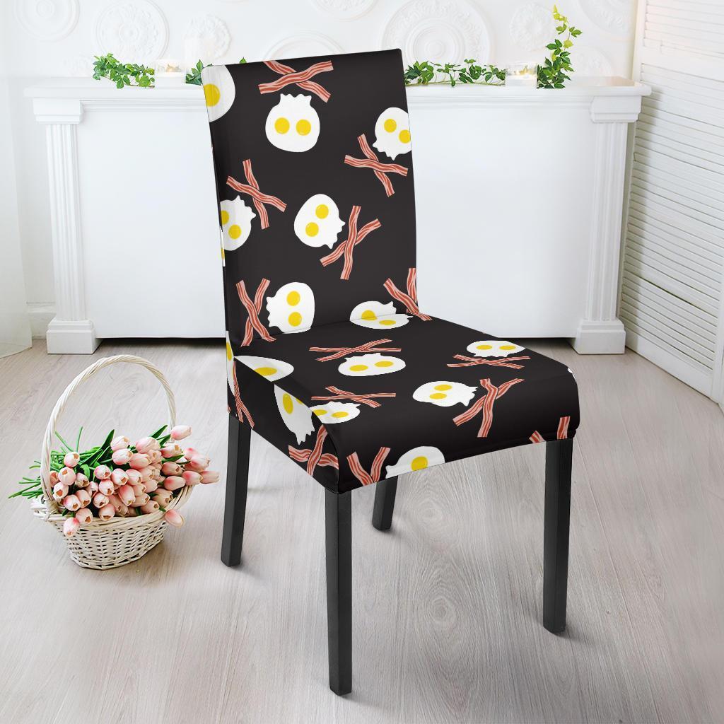 Skull Bacon Egg Pattern Print Chair Cover-grizzshop