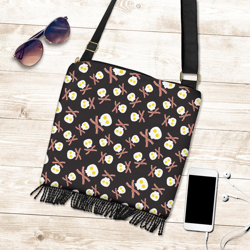 Skull Bacon Egg Pattern Print Crossbody Bags-grizzshop