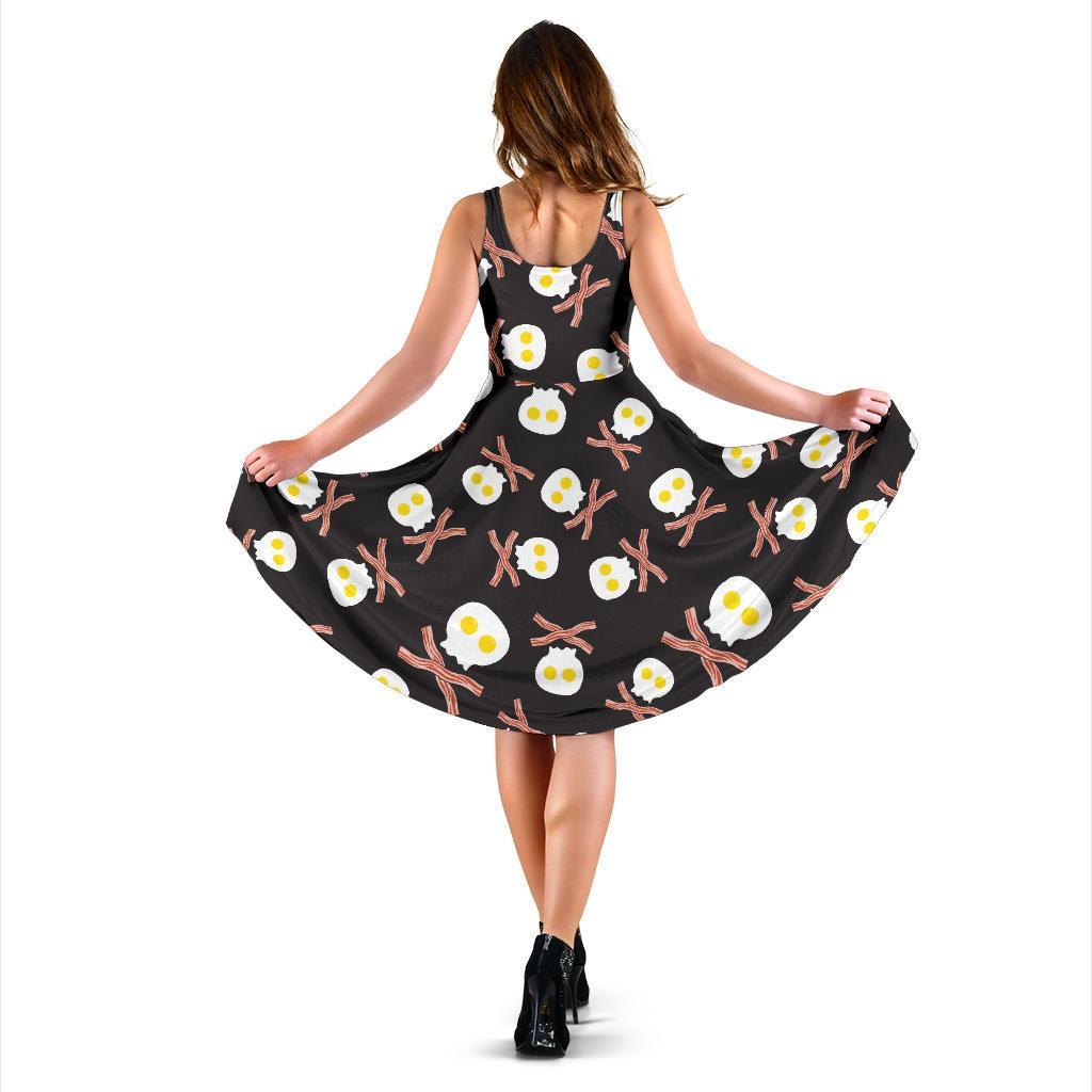 Skull Bacon Egg Pattern Print Dress-grizzshop
