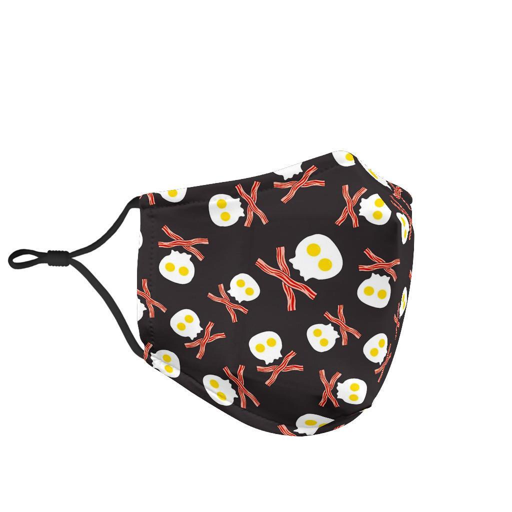 Skull Bacon Egg Pattern Print Face Mask-grizzshop