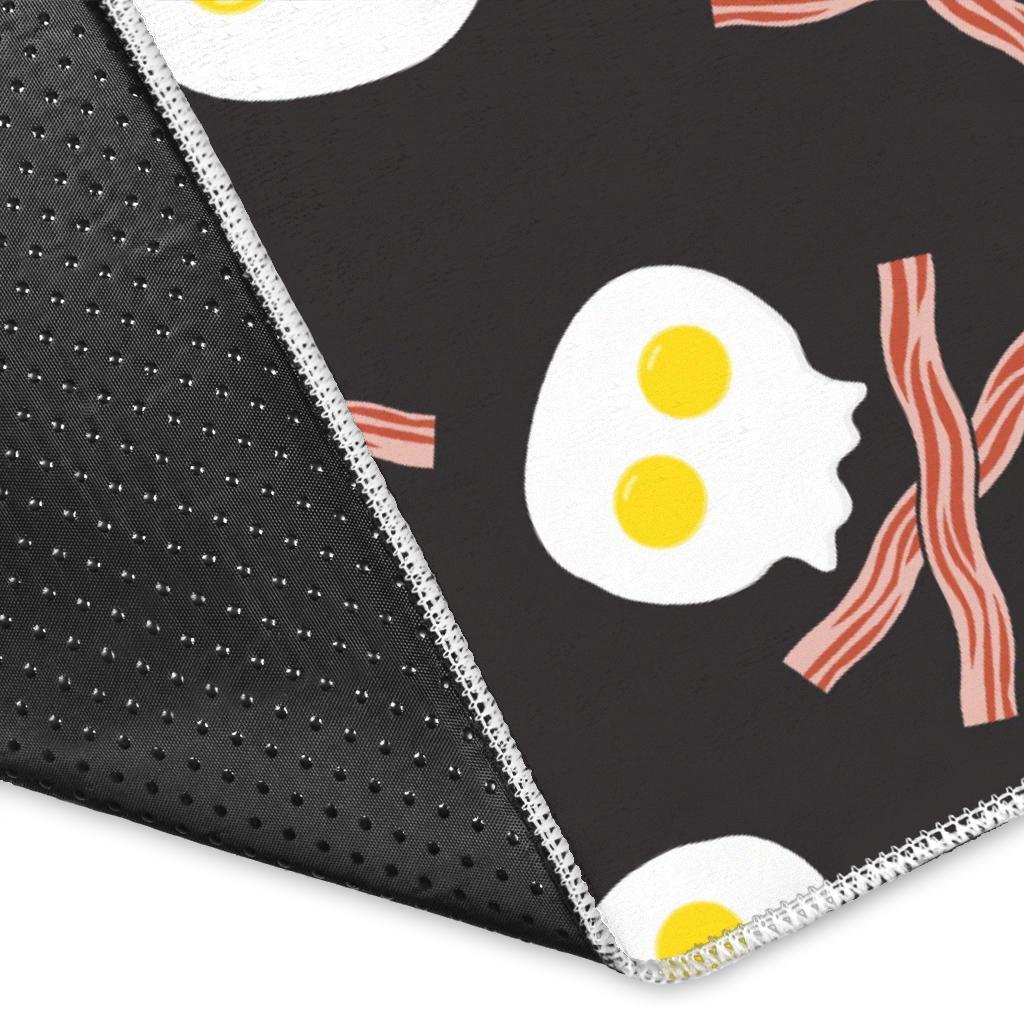 Skull Bacon Egg Pattern Print Floor Mat-grizzshop